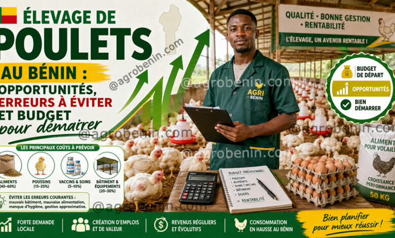 Élevage de poulets au Bénin : opportunités, erreurs à éviter et budget pour démarrer