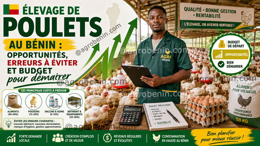 Élevage de poulets au Bénin : opportunités, erreurs à éviter et budget pour démarrer